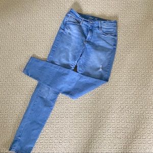 blue denim skinny jeans high rise